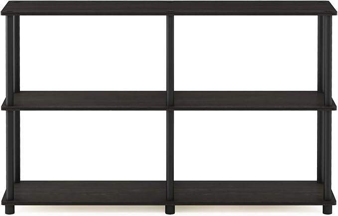 Furinno Turn-N-Tube 3-Tier Double Size Storage Display Rack, Espresso/Black, Plastic Pole 2 x 2