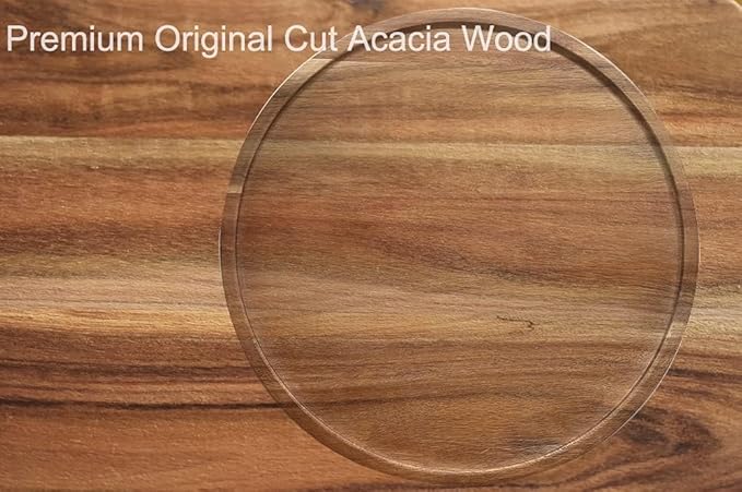 10" Acacia Wood Lazy Susan Organizer Kitchen Turntable for Cabinet Pantry Table Organization