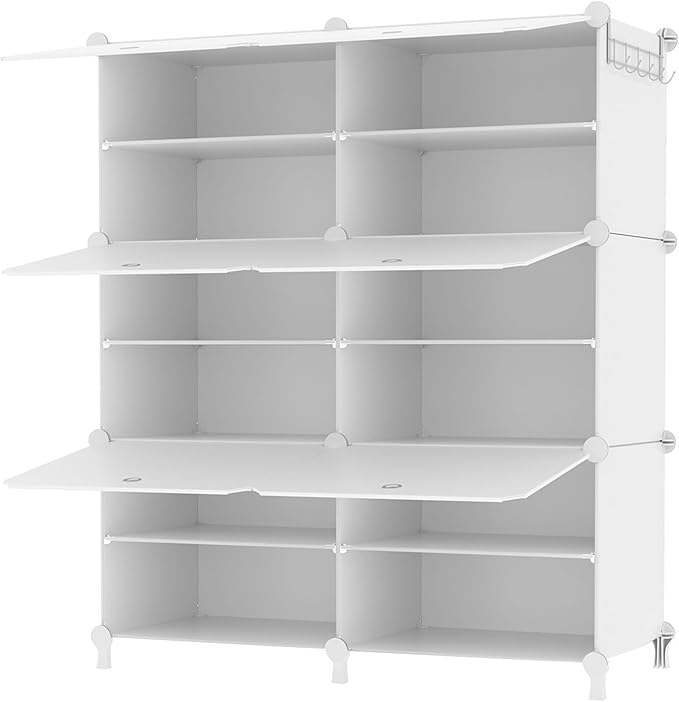 AWTATOS Shoe Rack, 6 Tier Shoe Storage Cabinet with Door, 32 Pair Shoe Organizer Shelves for Closet Hallway Bedroom Entryway, White-NeatNest