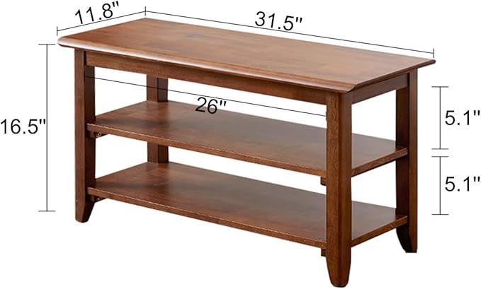XKZG Storage Bench Wooden Shoe Rack Bench Rustic Solid Wood Entryway Bench (Brown,31.5")-NeatNest