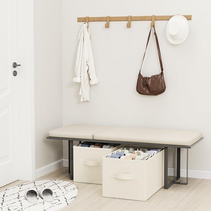 2 Pack Cube Shoe Organizer, Fits Up to 24 Pairs, Foldable Space-saving Storage Container Bins, Closet Organizers System with Reinforced Handles, 16.5 x 12.6 x 10.2 In, Beige, XSNX02BE-2-NeatNest