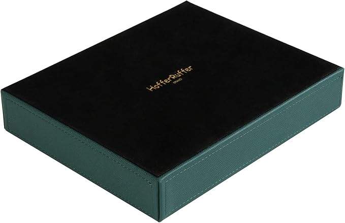 HofferRuffer Faux Leather Decorative Tray, Elegant Desktop Storage Organizer, Decorative Catchall Perfume Tray, Nightstand or Dresser Vanity Tray Organizer, 10.2 x 8.4 x 1.8 inches (Dark Green)-NeatNest