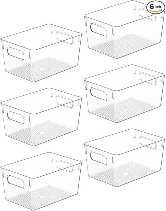 Clear Plastic Storage Bins, Pantry Organizers and Storage Containers Fridge Organizer Bins for Organizing Kitchen Cabinet Organizer Bin Bathroom Freezer Refrigerator Organization-NeatNest