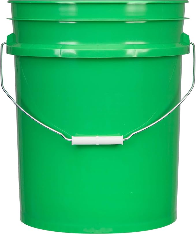 House Naturals Green 5 Gal Bucket with Gamma Orange Screw Lid - Food Grade BPA Free Pail