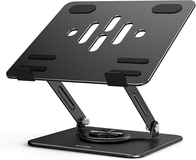 BESIGN LS11 Laptop Stand with 360° Rotating Base, Ergonomic Adjustable Notebook Holder, Riser Holder Computer Stand Compatible with Air, Pro, Dell, HP, Lenovo More 10-14" Laptops (Black)-NeatNest