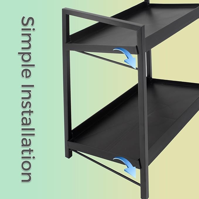 2-Tier Countertop Organizer for Bathroom – Cosmetic Organizer Rack and Storage Shelf for Bedrooms, Offices, Kitchen Counters, and Under Sinks (Black)-NeatNest