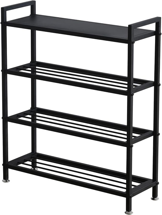 Heavy Duty 4-Tier Shoe Rack Metal Shoe Storage Shelf for 12 Pairs of Shoes Entryway Durable Shelf Easy to Assemble-NeatNest