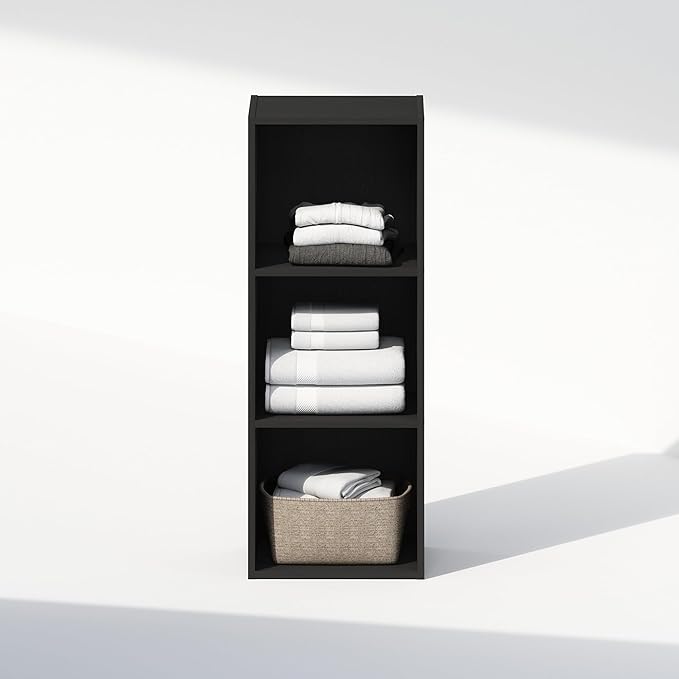 Furinno Reed 3-Tier Open Shelf Multipurpose Closet & Clothing Storage, Storage Organizer, Blackwood-NeatNest