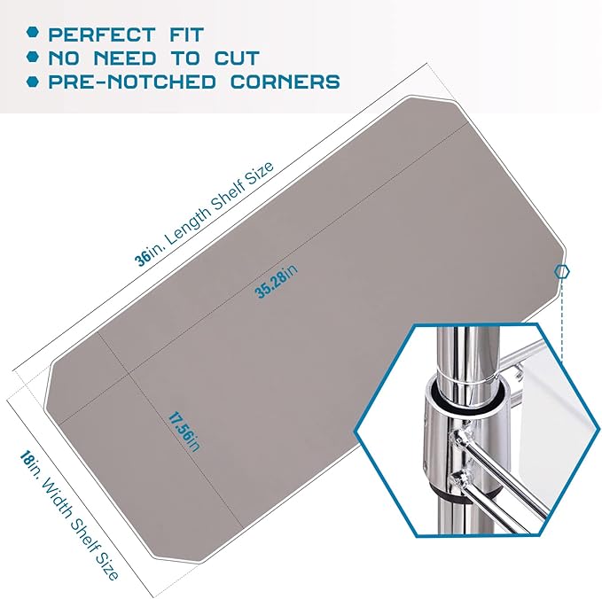 BRIAN & DANY Wire Shelf Liner 18" X 36", Heavy Duty Shelf Liners for Wire Shelving, Waterproof Protector Mats, Set of 5, Charcoal-NeatNest