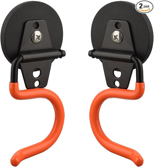ULIBERMAGNET Magnetic Mop Broom Holder,Heavy Duty Movable Magnetic Tools Holder,Anti-Slip Strong Metal Hooks Mop Shovel Hanger for Garage, Kitchen, Laundry, Garden(2 Pack/Orange)