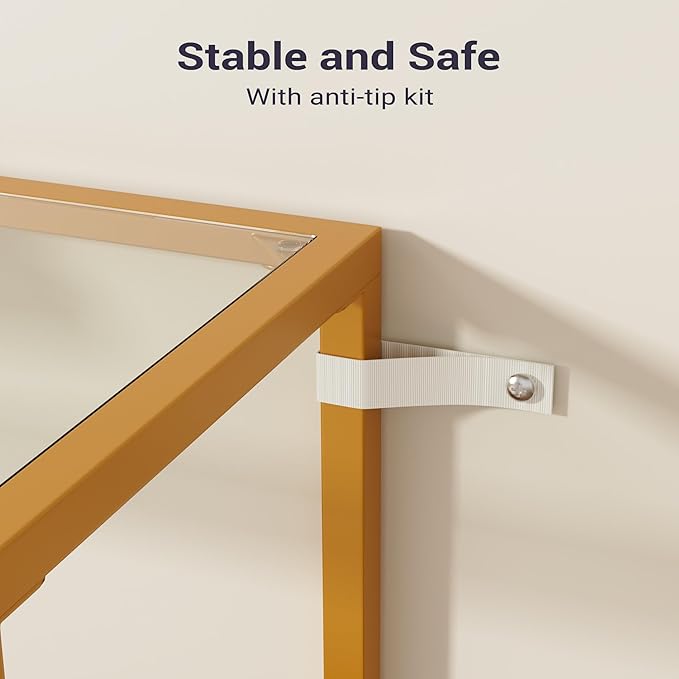 Console Sofa Table, 52" Modern Entryway Table, 2-Tier Open Shelf with Tempered Glass, Metal Frame Behind Couch Table with Gold Metal Frame for Living Room Hallway Entrance, White-NeatNest