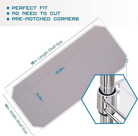 BRIAN & DANY Wire Shelf Liner 14" X 36", Heavy Duty Shelf Liners for Wire Shelving, Waterproof Protector Mats, Set of 4, Charcoal-NeatNest