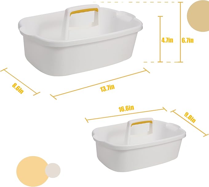Cleaning Caddy,Plastic Portable Shower Caddy Basket Storage Organizer with Handle，Plastic Tool Storage Cleaning Supply Caddy，for Bathroom Vanity, Dorm Shelf & Cabinet，White-NeatNest