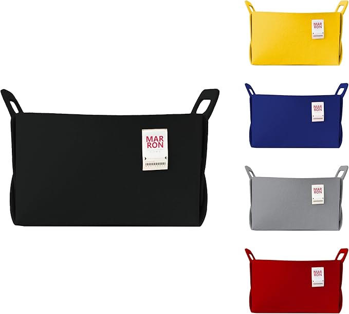 Collapsible Black Felt Storage Bin Large 14.6"x9.4"x9.4" – Foldable Basket with Handles for Closet, Laundry Room Organization, Toy Storage, Decorative Storage Bins for Shelves Storage-NeatNest