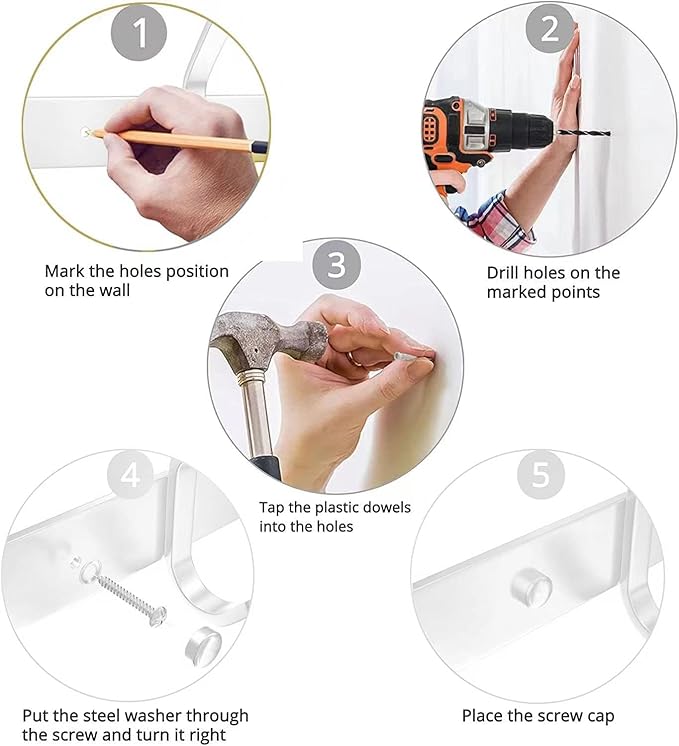 AZW Coat Rack Wall Mount,Heavy Duty Stainless Steel Metal Coat Hooks Hanging for Robes Bags Keys Hat Clothes and Bathroom Door Towels Hanger(White 6 Hooks)-NeatNest