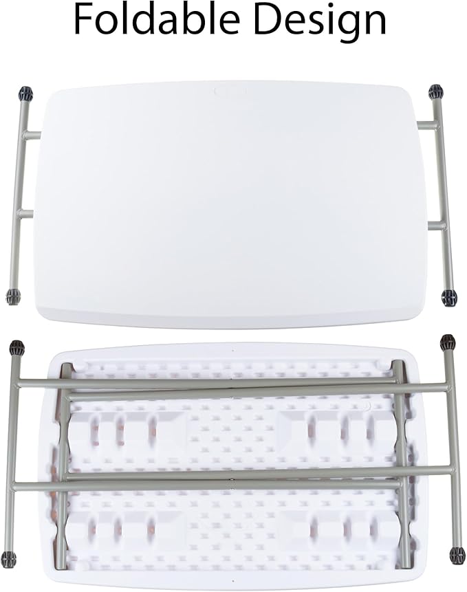Everyday Home Folding Table - Lightweight Portable Folding Desk - Small Plastic Table for Camping, Playing Cards, and Crafting (White)-NeatNest
