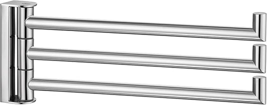 Angle Simple Swivel Hand Towel Rack 3 Bars Polished Chrome, 304 Stainless Steel Bathroom Towel Holder Wall Mount