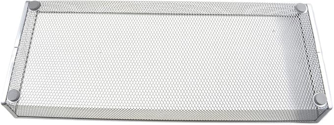 HAHIYO Stackable Mesh Tray Cup 15 x 6 x 2 inches Sturdy Container for Desk Drawer Organizer Collection for Home Office School kitchen Soft Foam Feet No Sharp Edges 1 Pack Silver-NeatNest