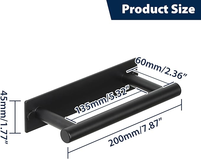 Alise Bath Towel Bars, 8 Inch Towel Hanger Towel Racks for Bathroom, SUS304 Stainless Steel Hand Towel Holder, Wall Mount with Self-Adhesive or Drilling, Matte Black