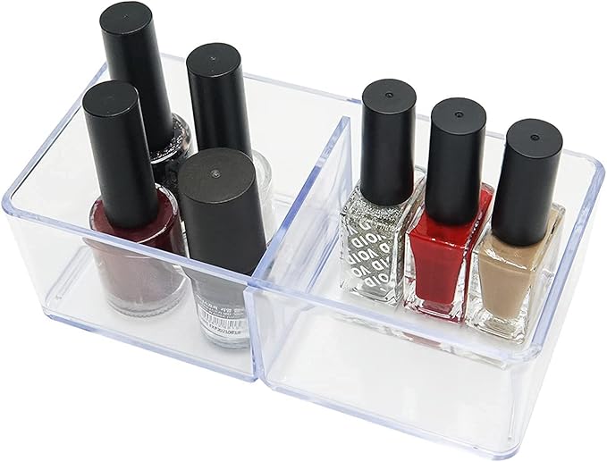 carrotez 2 Compartment Clear Plastic Drawer Organizer for Makeup, Bathroom, Desk, Vanity-NeatNest
