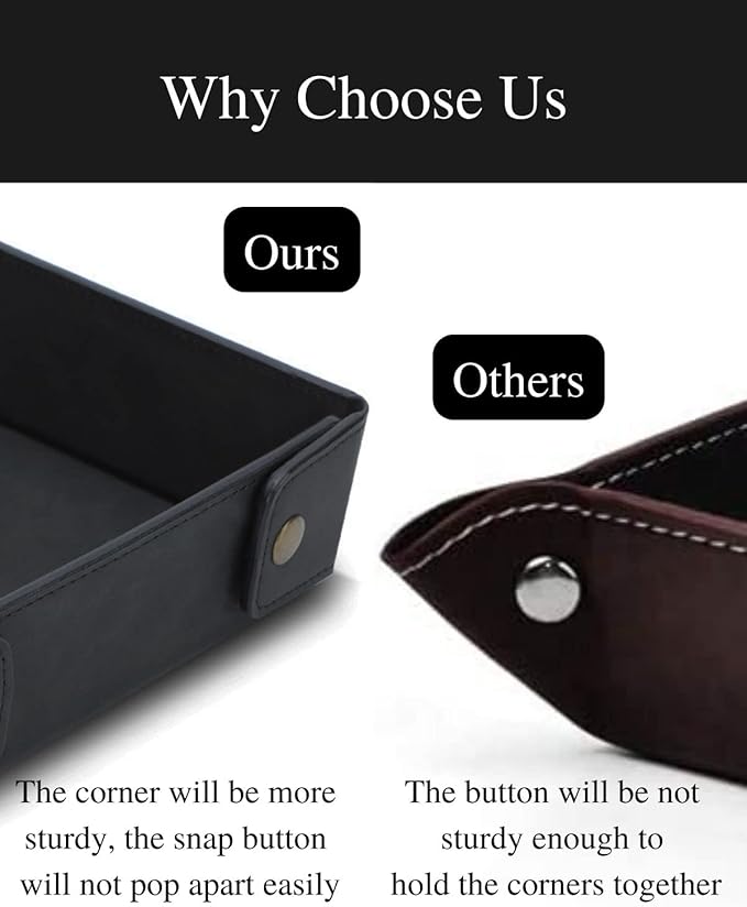 CASIRENA Father's Day Gifts Faux Leather Valet Tray Organizer for Men - Catch-All Tray for Entryway Table Key, Wallet, Watch, Coin Change, Phone, Dresser EDC Dump Jewelry, Bedside Nightstand Desk-top-NeatNest