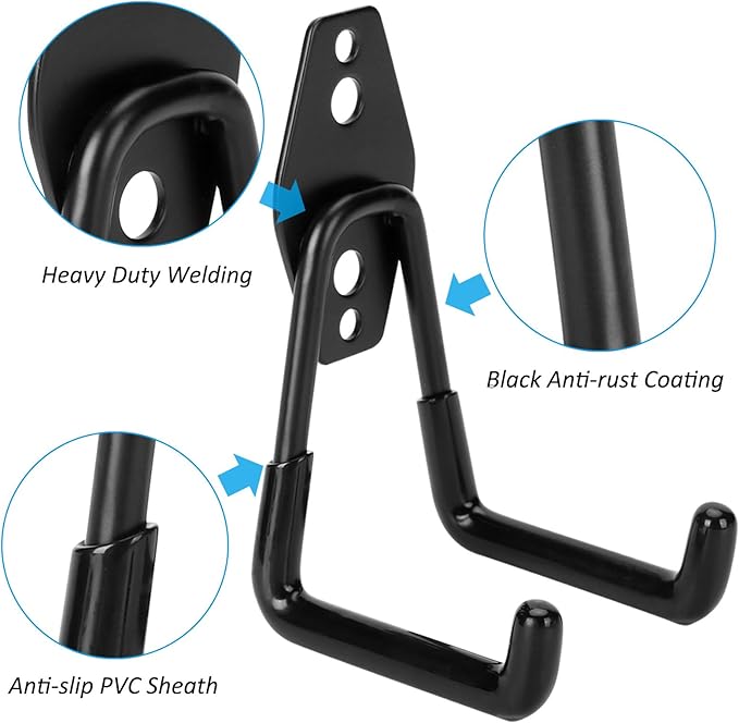 18 Pack Garage Hooks Heavy Duty - Supports 100 lbs, Utility Steel Garage Hanger & Organizer for Organizing Garden Lawn Tools, Ladders, Garden Hose, Digging Shovel, Bikes, Ropes-NeatNest