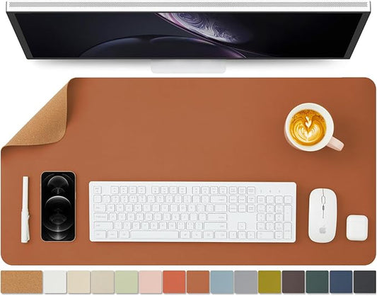 Cork Desk Mat - Dual-Sided Desk Pad for Office and Home - Desk Organization and Accessories - Ideal for Large Mouse Pad and Desk Mats on Top of Desks(Brown,80cmx 40cm)-NeatNest