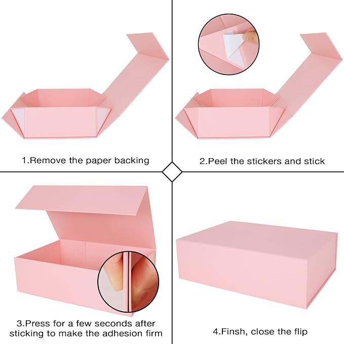 Aimyoo Pink Collapsible Gift Box with Magnetic Closure Lids 13.8x9x4.3 in, Large Bridesmaid Groomsman Proposal Boxes, Rectangle Present Box for Graduation Birthday Storage 1 Pack-NeatNest