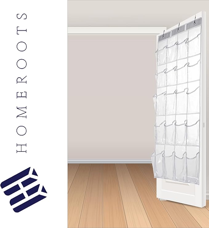 HomeRoots 2 Pack Minimalist Clear Over the Door Pantry Organizer, 20 Pockets-NeatNest