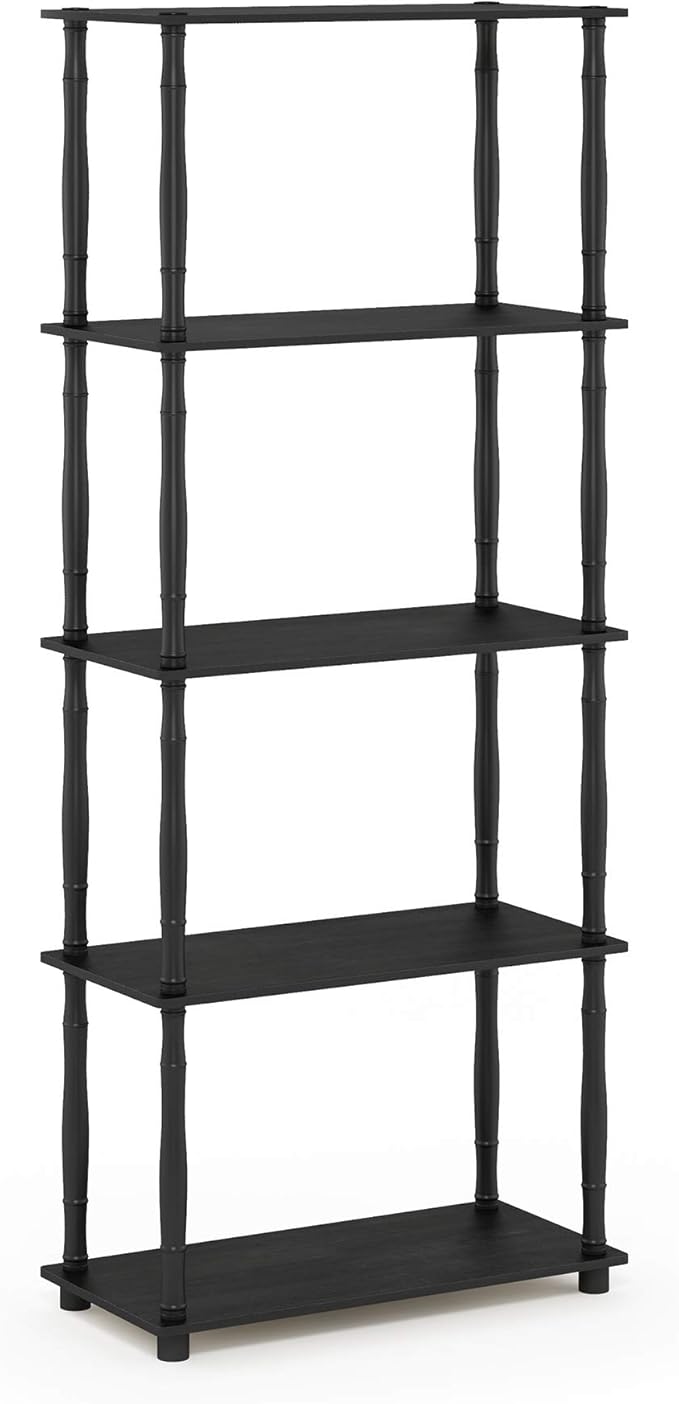 Furinno Turn-N-Tube 5-Tier Multipurpose Shelf / Display Rack / Storage Shelf / Bookshelf, Classic Tubes, Americano/Black-NeatNest