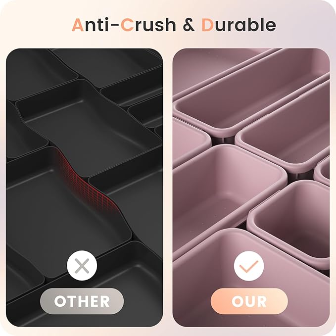 A-LuGei 【𝟮𝟮𝗣𝗖𝗦】 Plastic Lilac Desk Drawer Organizer, Bathroom Organizers and Storage, Makeup Organizer, Organization and Storage Bin Container for Vanity Office Utensils Tool Pantry Cosmetic-NeatNest