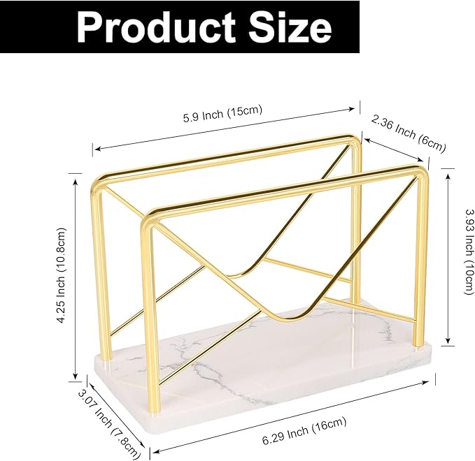 Modern Mail Holder for Home Office, Metal Letter Organizer Sorter for Desk, Cutout Mail Envelope Design, Bill Filling Paper Document Rack, Envelope Storage Rack with Marble Base