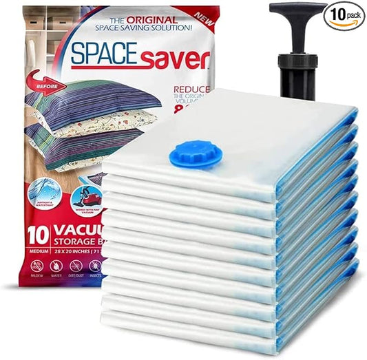10 Pack Medium Vacuum Storage Bags for Comforters, Blankets & Clothes – Vacuum Sealed Compression Bags with Hand Pump – Space Saver Storage Bags for Bedding, Moving, Travel & Organization-NeatNest