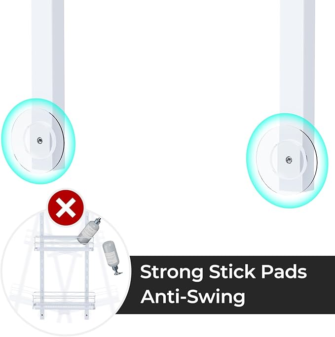 ODesign 3 Tier Height-Adjustable Shower Caddy Hanging Anti-Swing-Over The Shower Head Caddy-Storage Organizer Bathroom Shelves Basket - White