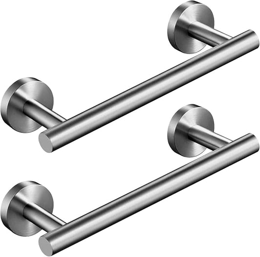 9 Inch Towel Bar 2 Pack for Bathroom 9/12/16/24/28/33 Inch Kitchen Hand Towel Holder Brushed Nickel Stainless Steel 304 RUSTPROOF Wall Mount Towel Rod 2 of Pack (2, Brushed Nickel, 9 Inch)