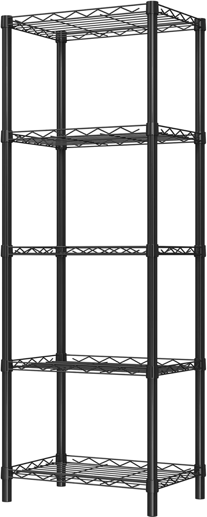 HOMEFORT 5-Tier Wire Shelving 5 Shelves Unit Metal Storage Rack Durable Organizer Perfect for Pantry Closet Kitchen Laundry Organization in Black, 16.5" W x 11.4" D x 47" H