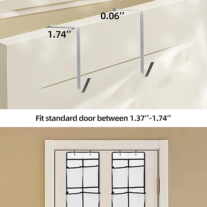 Over The Door Shoe Organizer, 14 Large Mesh Pockets Hanging Shoe Rack for Closet Organizers and Storage, White, 2-pack (white)-NeatNest