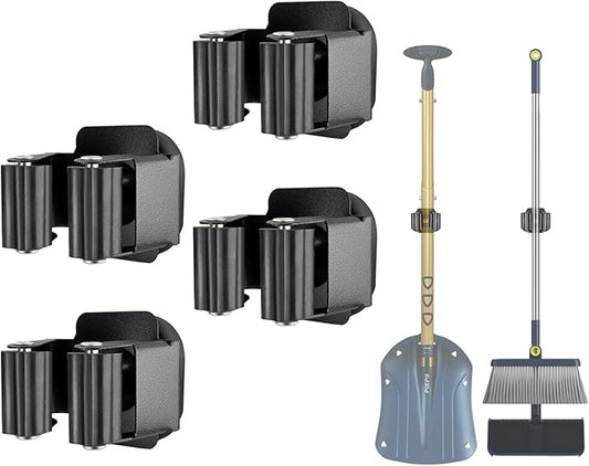 Upgraded Magnetic Broom and Mop Holder Wall Mount, Space-Saving Heavy Duty No Drill Over the Door Broom Gripper RV Camper Wall Organizer,Black,4 Pcs-NeatNest