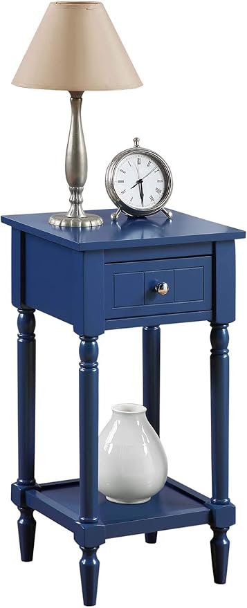 Convenience Concepts French Country Khloe 1 Drawer Accent End Table 14" - Traditional Farmhouse Side Table with Storage Drawer and Shelf for Living Room, Cobalt Blue-NeatNest