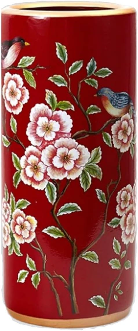 Ceramic Umbrella Stand Umbrella Holder for Entryway Hand-Made Umbrella Stand Barrels Umbrella Holder Cane Floor Standing Vase Ceramic Storage Bucket for Home Office Entrance Indoor.(Red 201)-NeatNest