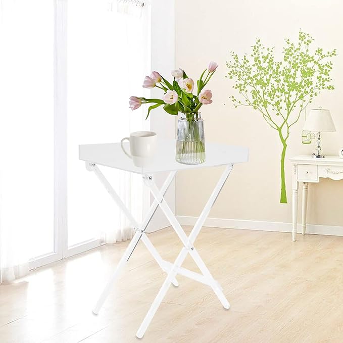 Foldable Acrylic Table,19in X-Shaped Stand Foldable Tray Table,Tv Snack Tray,Clear Tone,Load Capacity 7kg/15.5 Lbs,for Small Space, Fit Indoor Dining/Place The Computer. (Clear)