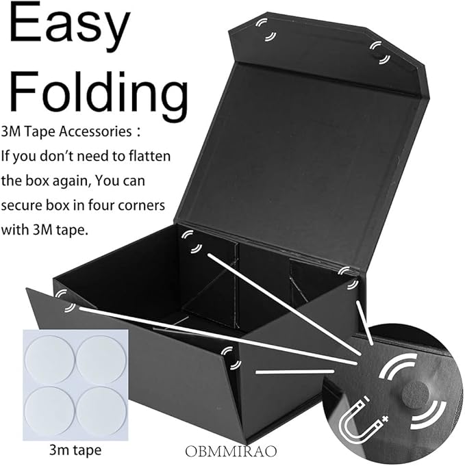10 Small Black Gift Boxes 9.5x7x4 Inches, Magnetic Gift Box with Lid for Gift Packaging Proposal Boxes (Matte Black, Grain Texture, 10pcs/pack)-NeatNest