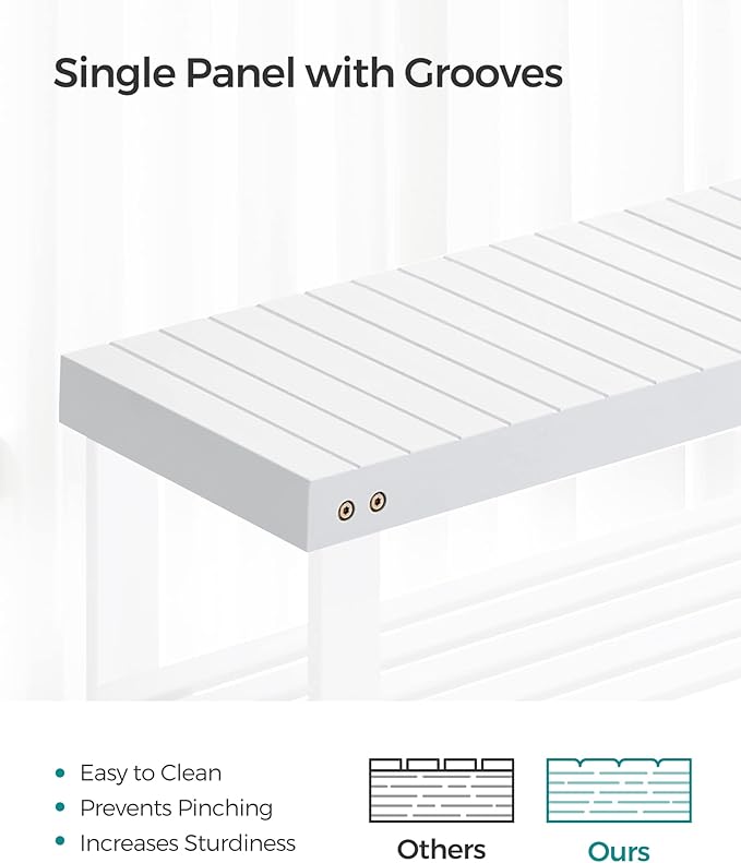 SONGMICS Shoe Rack Bench, 3-Tier Bamboo Shoe Storage Organizer, Entryway Bench, Holds Up to 286 lb, 11.3 x 27.6 x 17.8 Inches, for Entryway Bathroom Bedroom, Cloud White ULBS004W01-NeatNest