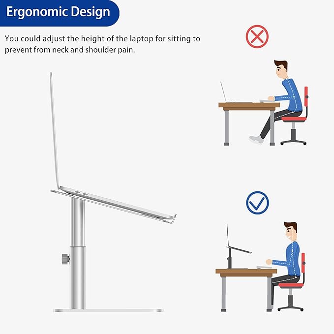 BESIGN LSX6N Laptop Stand, Ergonomic Adjustable Notebook Riser Holder, Computer Stand Compatible with Air, Pro, Dell, HP, Lenovo More 10-15.6" Laptops, Silver-NeatNest