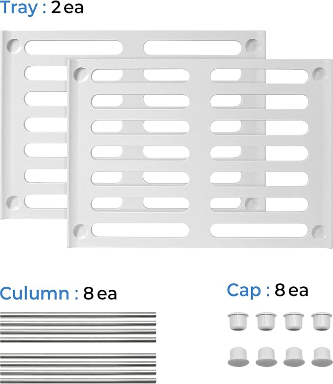 carrotez Kitchen Cabinet Organizer, Cabinet Shelves and Storage, Pantry Storage Shelf Organizer, Kitchen Counter Shelf, Cupboard, Under Sink, Stackable, Expandable, Set of 2, White-NeatNest