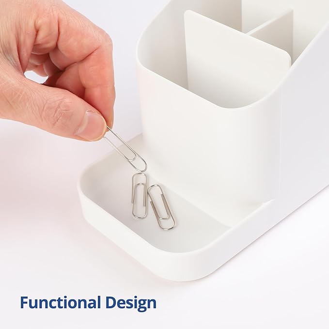 BLUE GINKGO Desk Holder – Korean-Made Office Organizer for Pencils, Pens, Notes, and Desk Supplies (White)-NeatNest