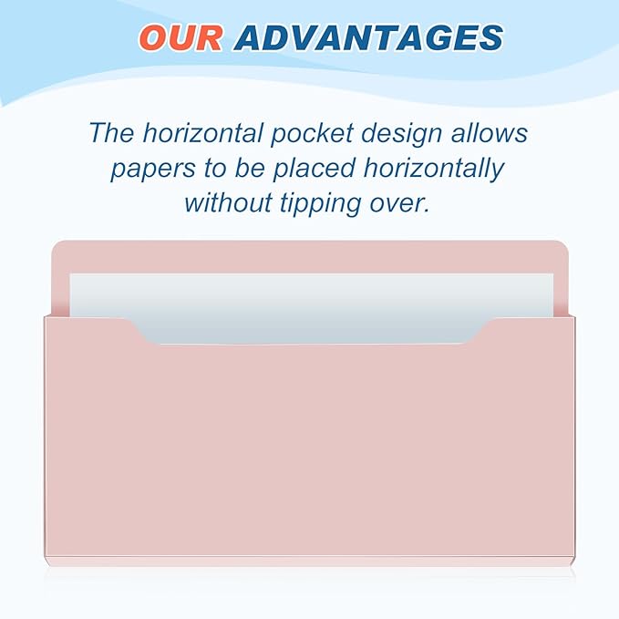 Fuutreo 6 Pcs Magnetic Wall File Organizer Magnetic Wall File Holder Refrigerator Magazine Holder for Mail Letters Paper(Mocha Mousse Color,8.3 x 13.8 Inch,Horizontal)