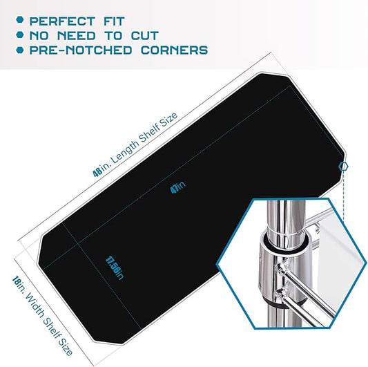 BRIAN & DANY Wire Shelf Liner 18" X 48", Heavy Duty Shelf Liners for Wire Shelving, Waterproof Protector Mats, Set of 6, Black-NeatNest