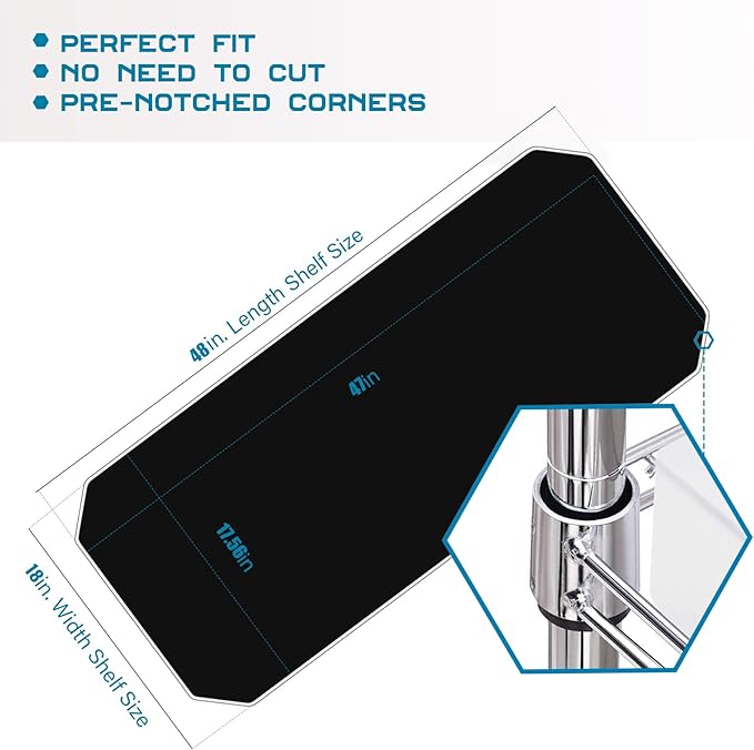 BRIAN & DANY Wire Shelf Liner 18" X 48", Heavy Duty Shelf Liners for Wire Shelving, Waterproof Protector Mats, Set of 5, Black-NeatNest