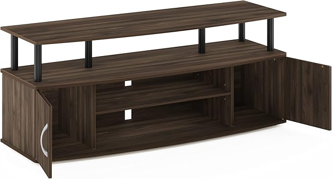 Furinno JAYA Large Entertainment Stand for TV Up to 55 Inch, Columbia Walnut/Black-NeatNest